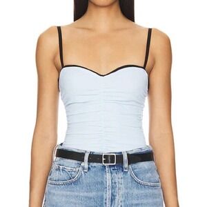 NWT Miaou Renzo Tube Top in Baby Blue Black Ruched Sweetheart Cami - XLarge